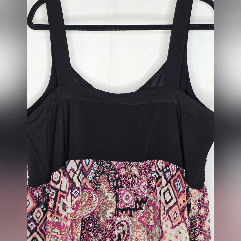 Sami & Jo 3X Boho Dress Black Multicolor Paisley Print 2739-R